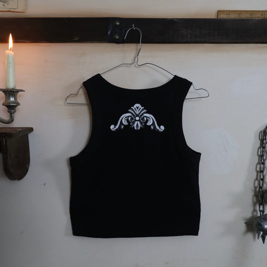 Adorned ribbed crop tank