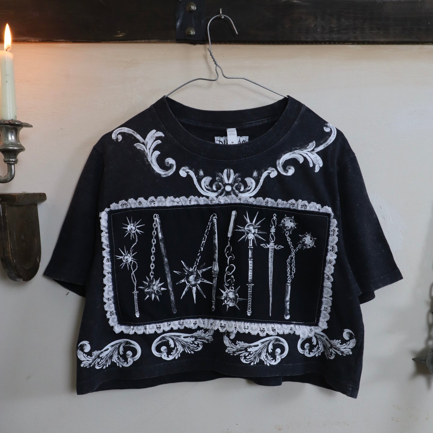 Decorative weapon patch crop top
