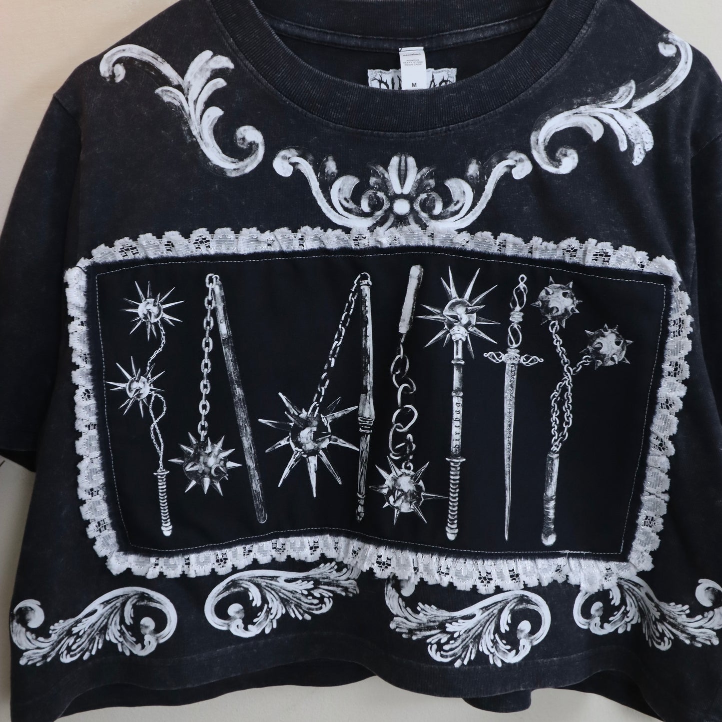 Decorative weapon patch crop top