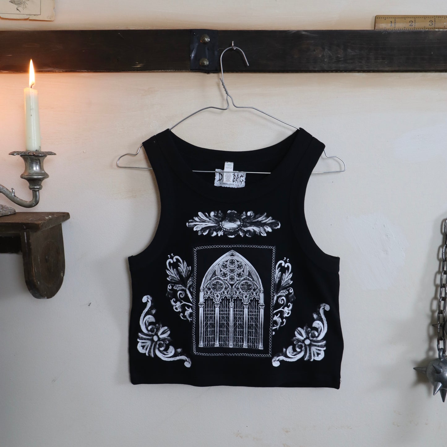 Adorned ribbed crop tank
