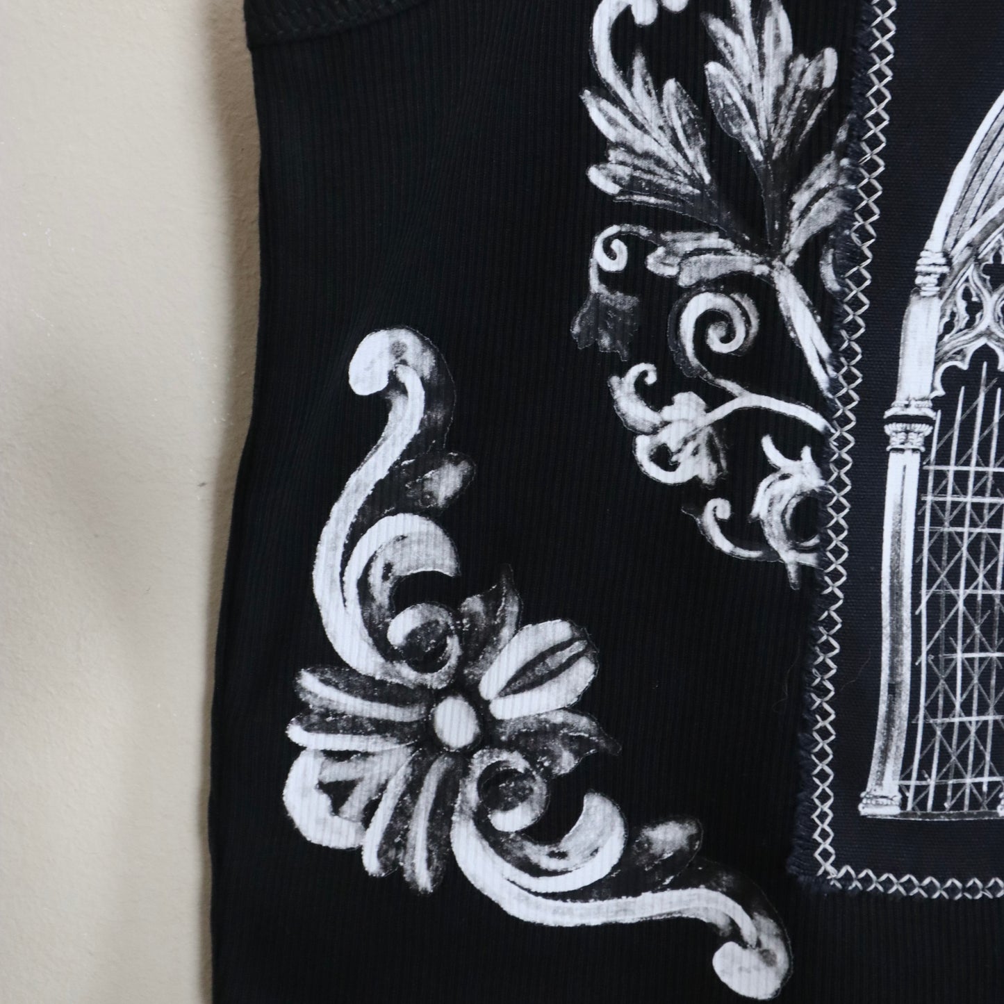 Adorned ribbed crop tank