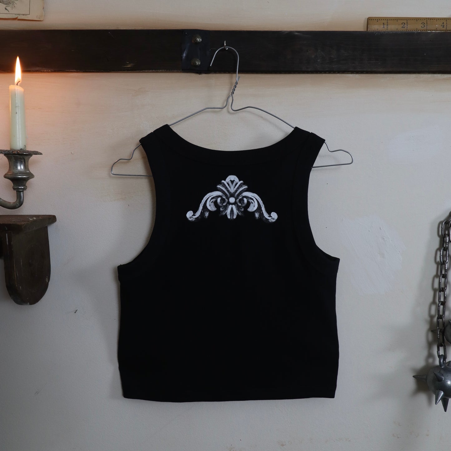 Adorned ribbed crop tank