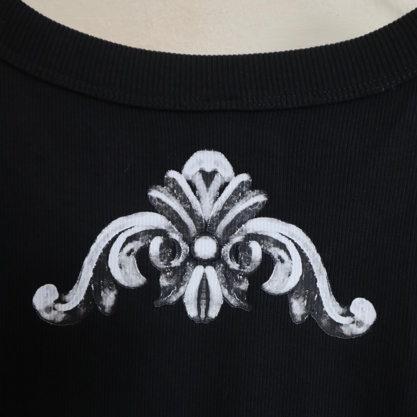 Adorned ribbed crop tank