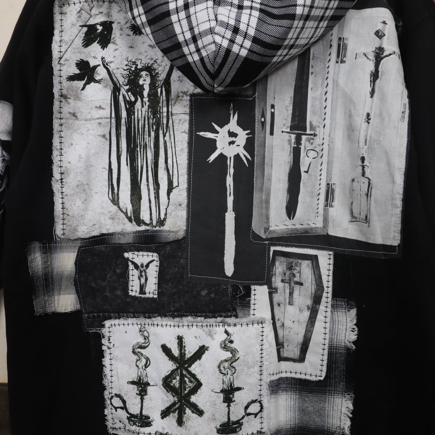✶SAMPLE SALE ✶ Item 12: patched Zip-Up Hoodie with Skull Sleeves  ✶ Size: M