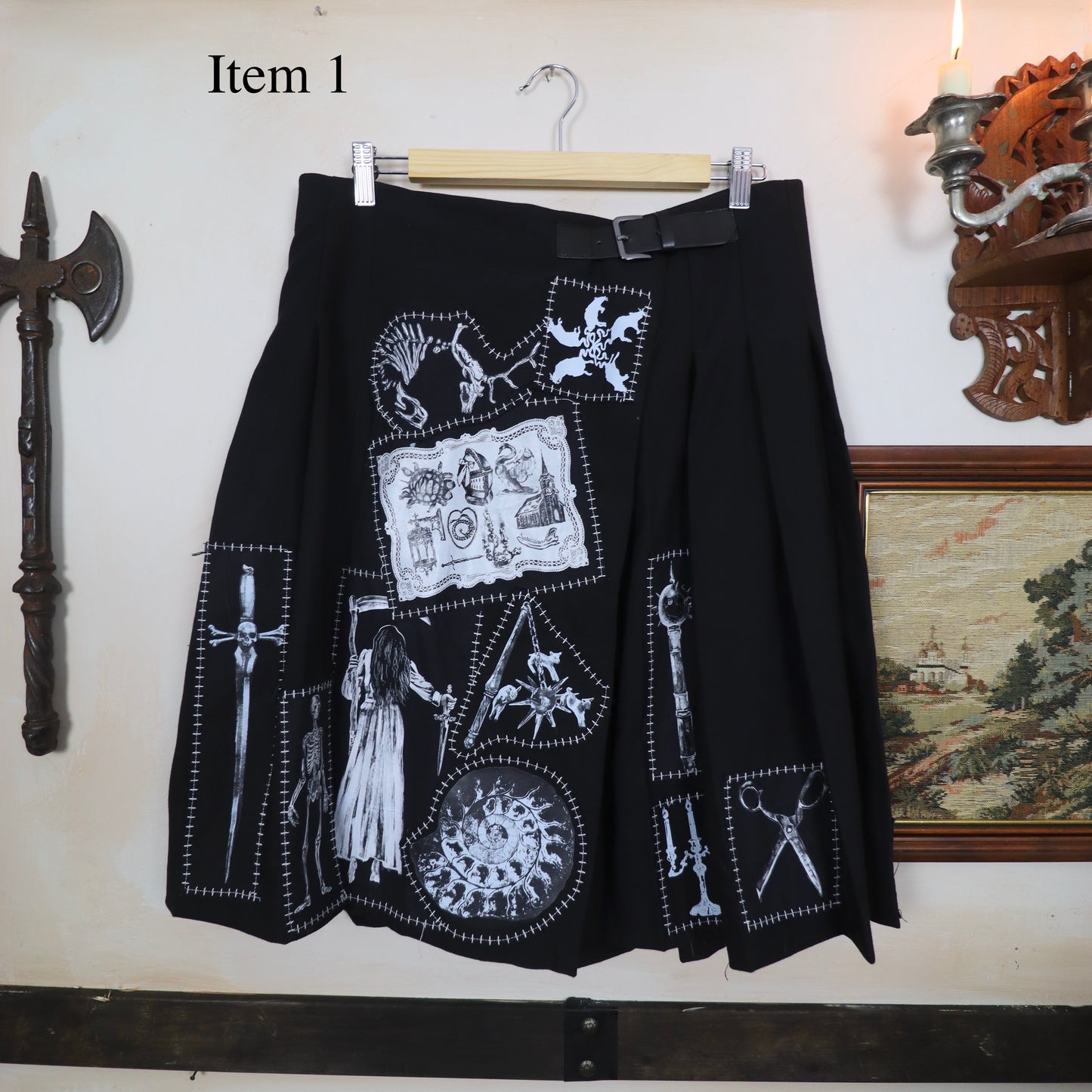 ✶SAMPLE SALE✶ Item 1: Patched Midi Kilt/ UK 14