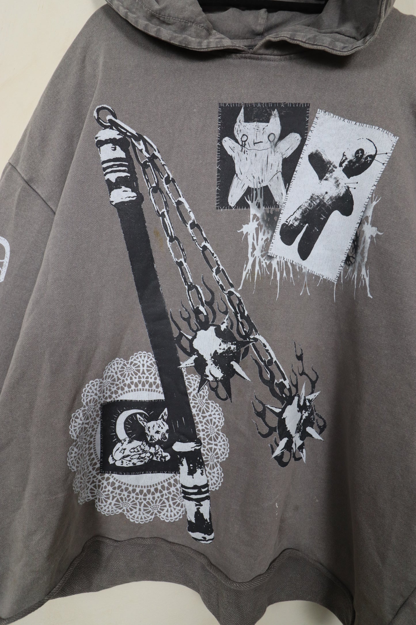 ✶SAMPLE SALE✶ Item 16: Flail Grey Cropped Hoodie  ✶ Size: 3XL
